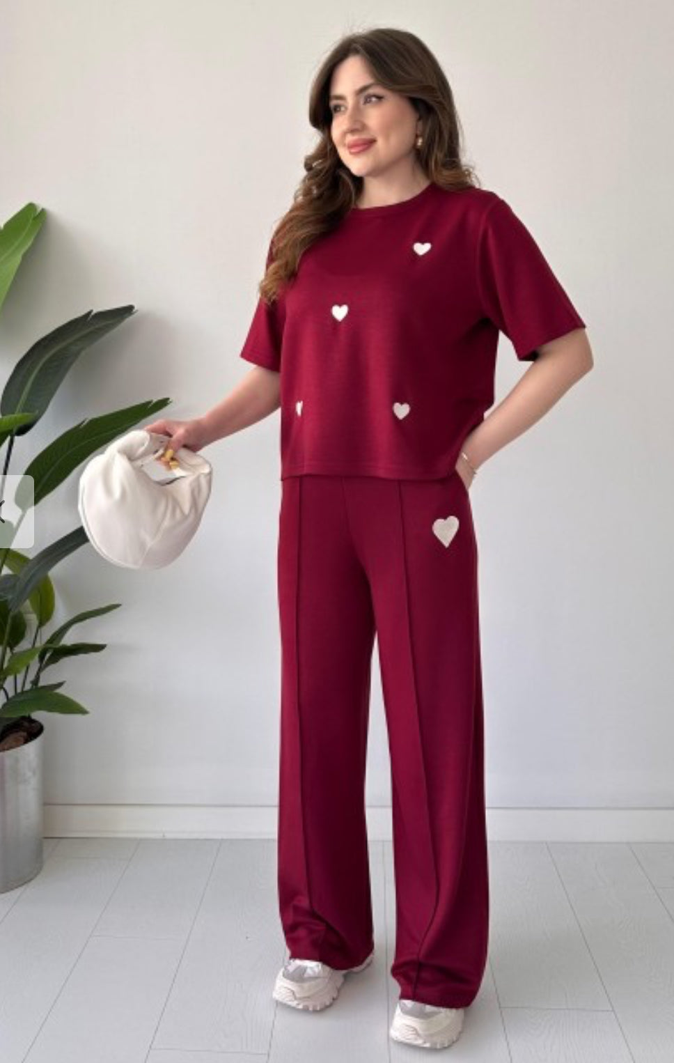 CH 556 Straight Trouser With Heart Printed Top - Saimwear