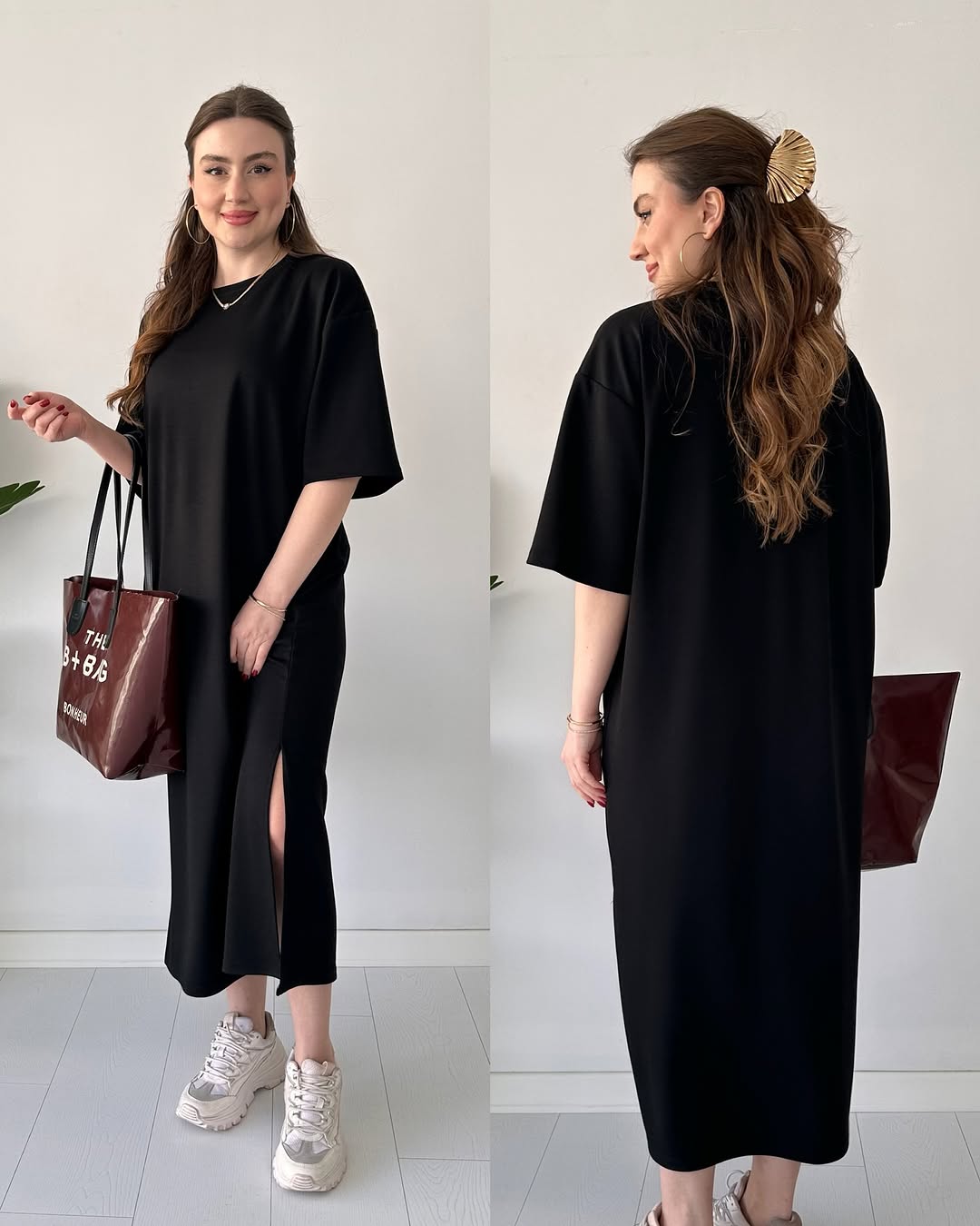 CH 547 Casual Modal Drop Shoulder Dress - Saimwear