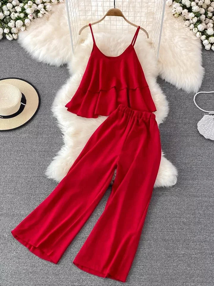 Frill Style Sleeveless Lounge Wear Set SW-0097 - saimwear