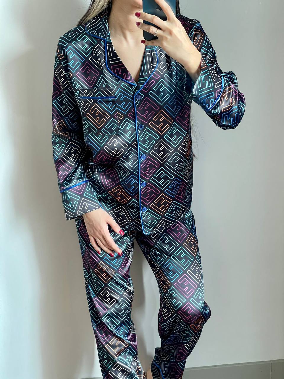 D 4 | Luxury Printed Silk Pajama Set For Women | SAIMWEAR
