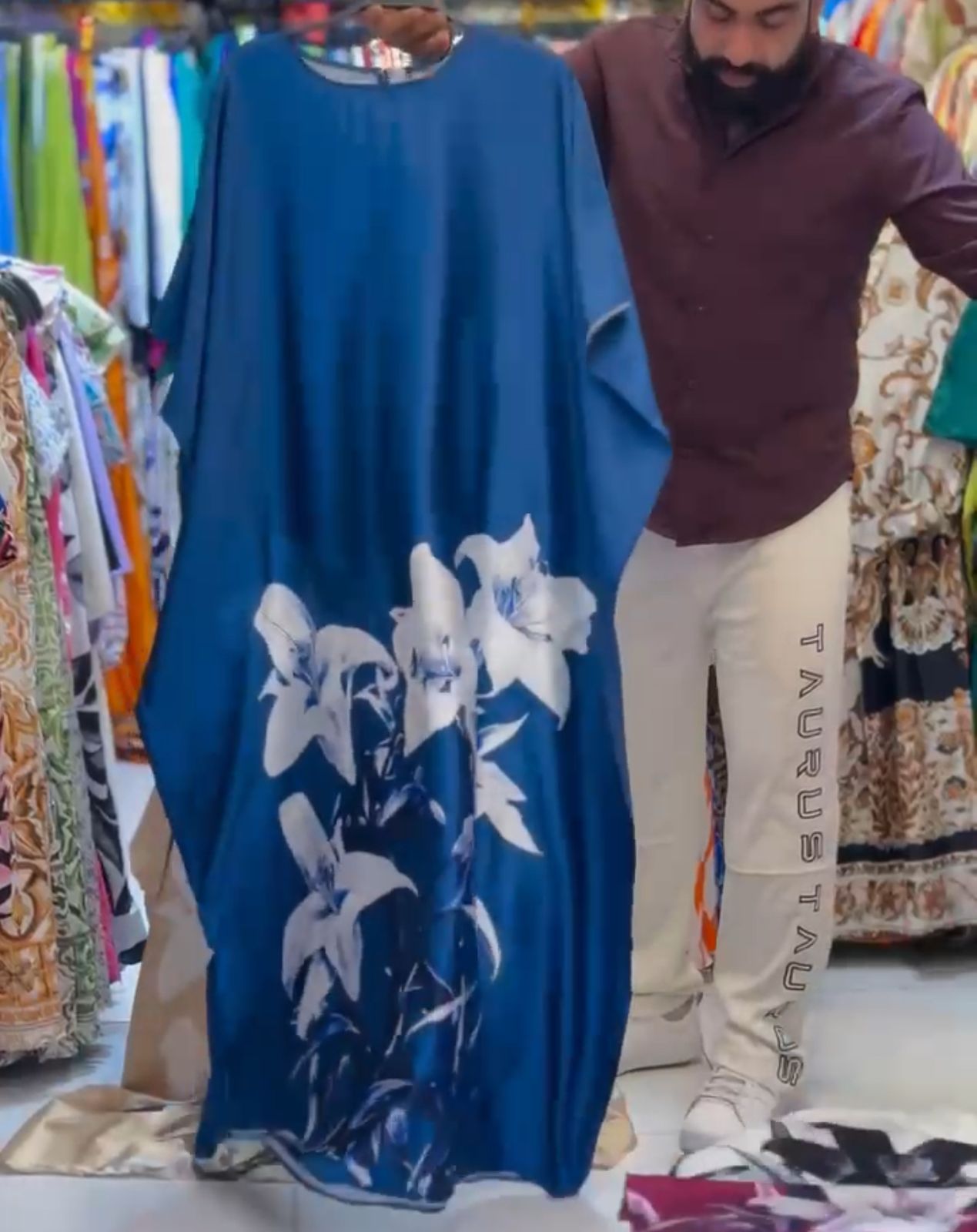 CH 551 Silk Kaftaan Dress - Saimwear