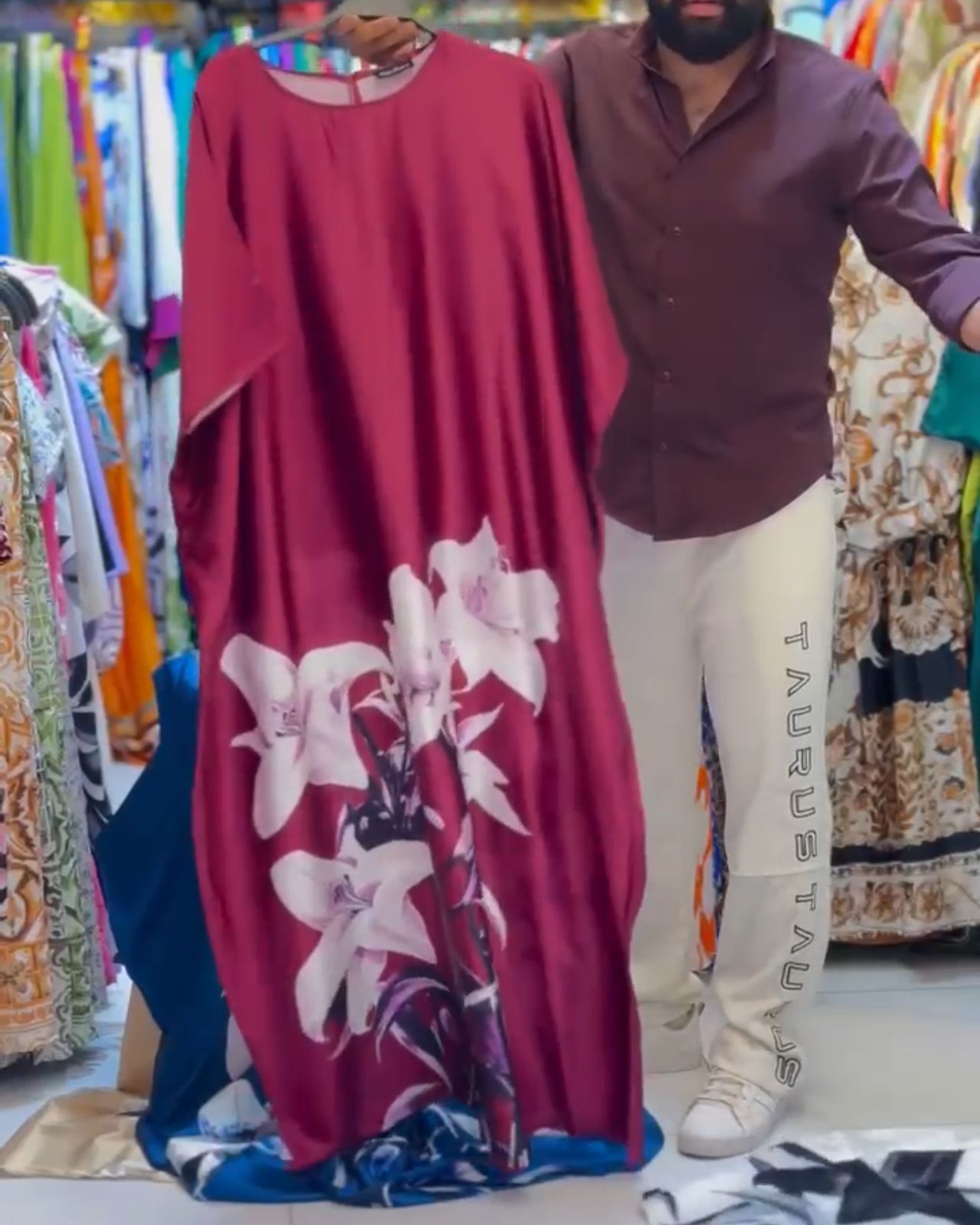 CH 551 Silk Kaftaan Dress - Saimwear