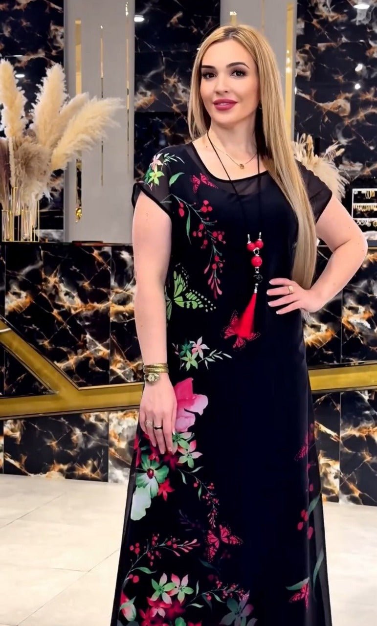 CH 570 - 2 Piece Floral Printed Party Dress - Saimwear
