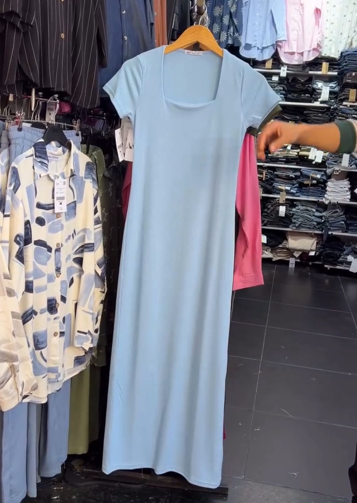 CH -571 Square Neck Style Soft Dress - Saimwear