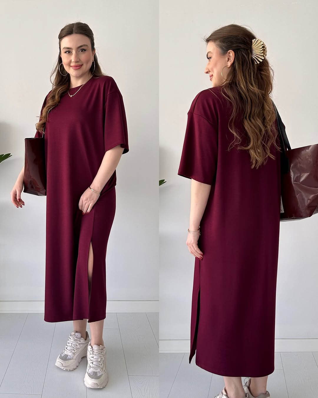 CH 547 Casual Modal Drop Shoulder Dress - Saimwear