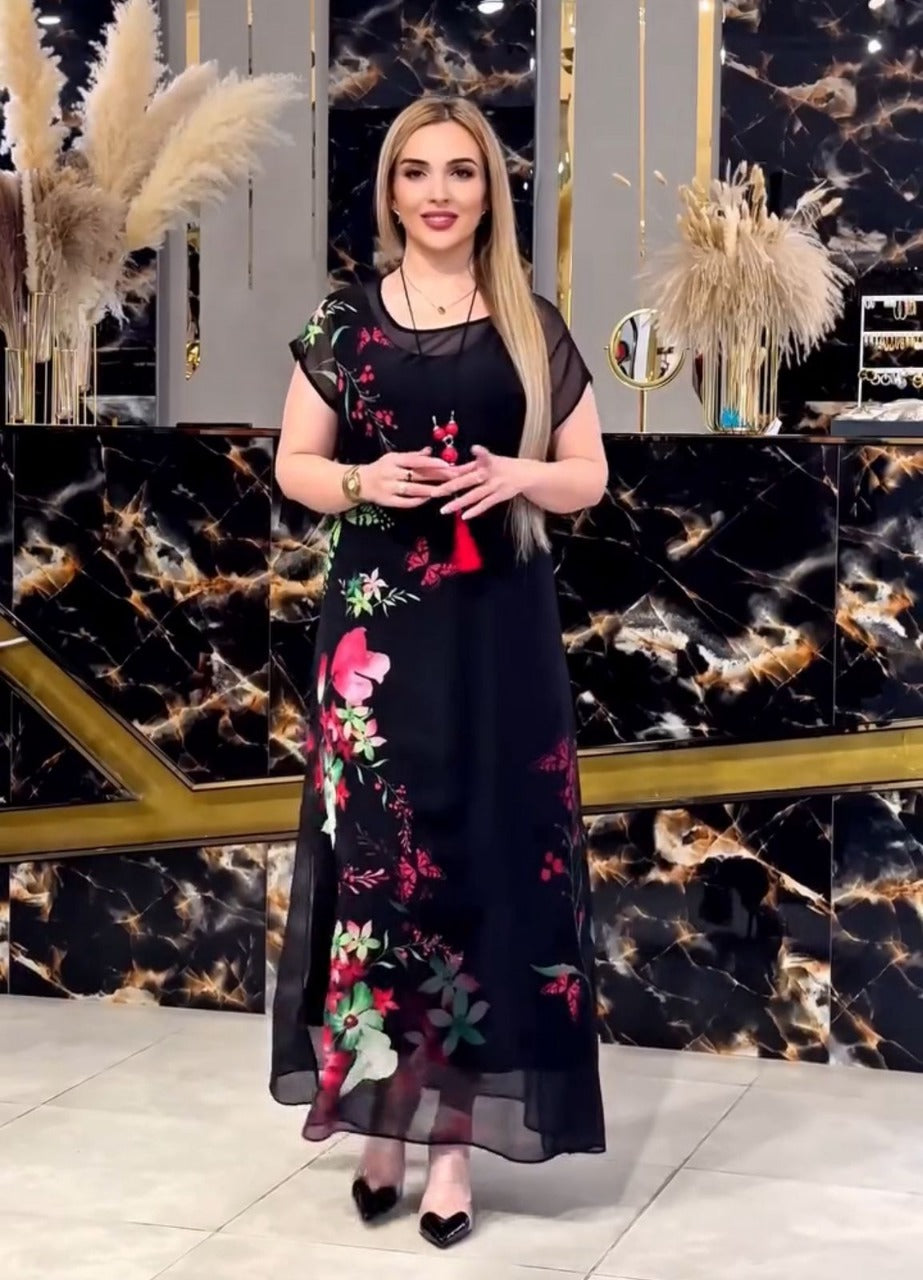 CH 570 - 2 Piece Floral Printed Party Dress - Saimwear