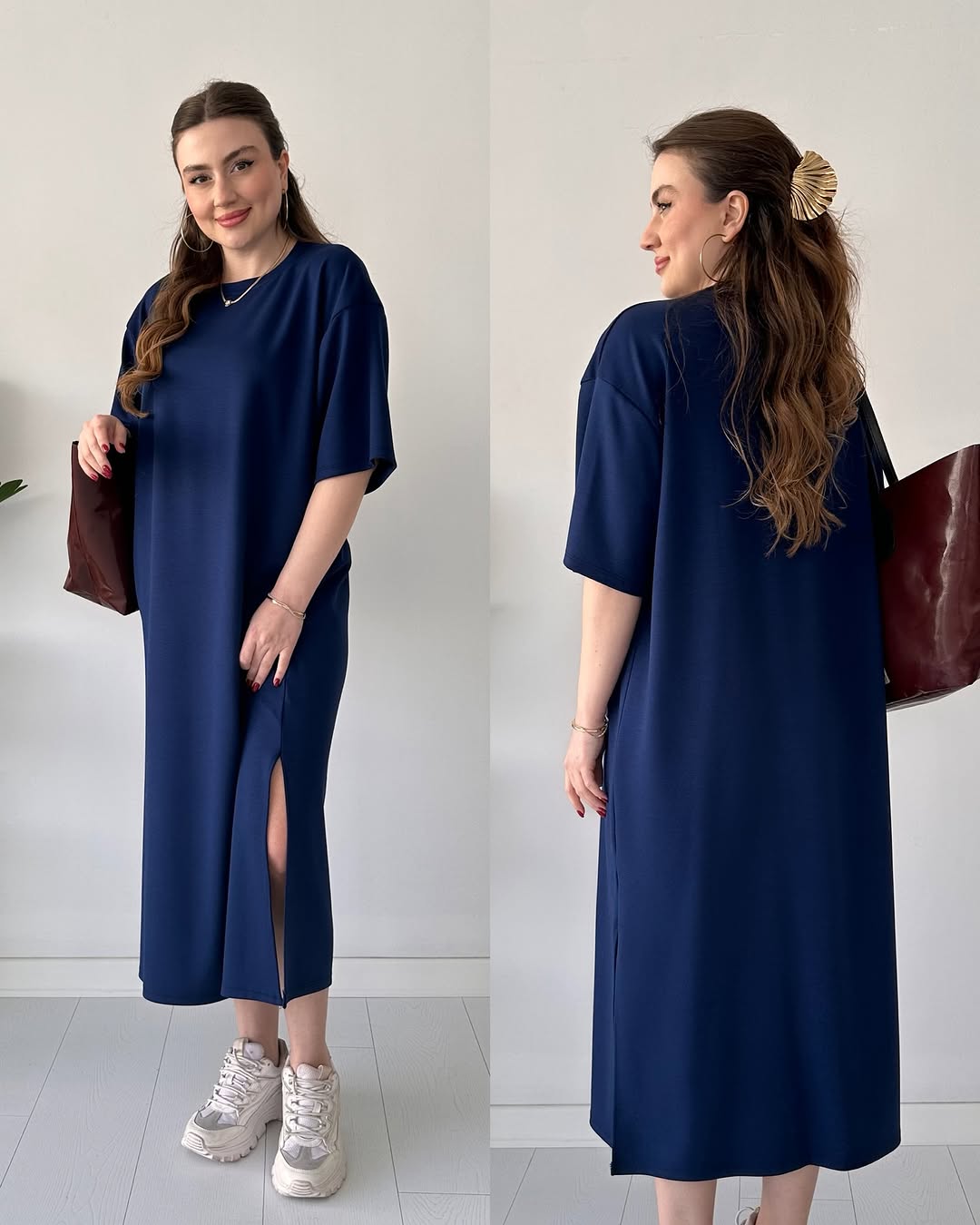 CH 547 Casual Modal Drop Shoulder Dress - Saimwear