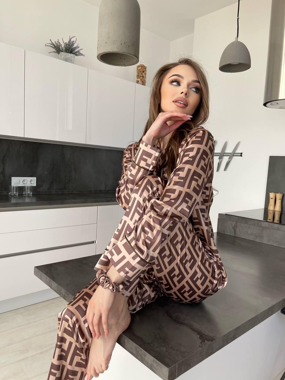 D 3 | Luxury Printed Silk Pajama Set For Women | SAIMWEAR