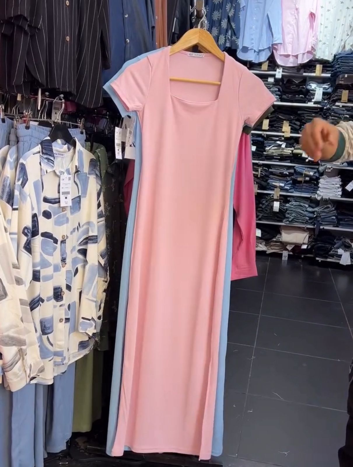 CH -571 Square Neck Style Soft Dress - Saimwear