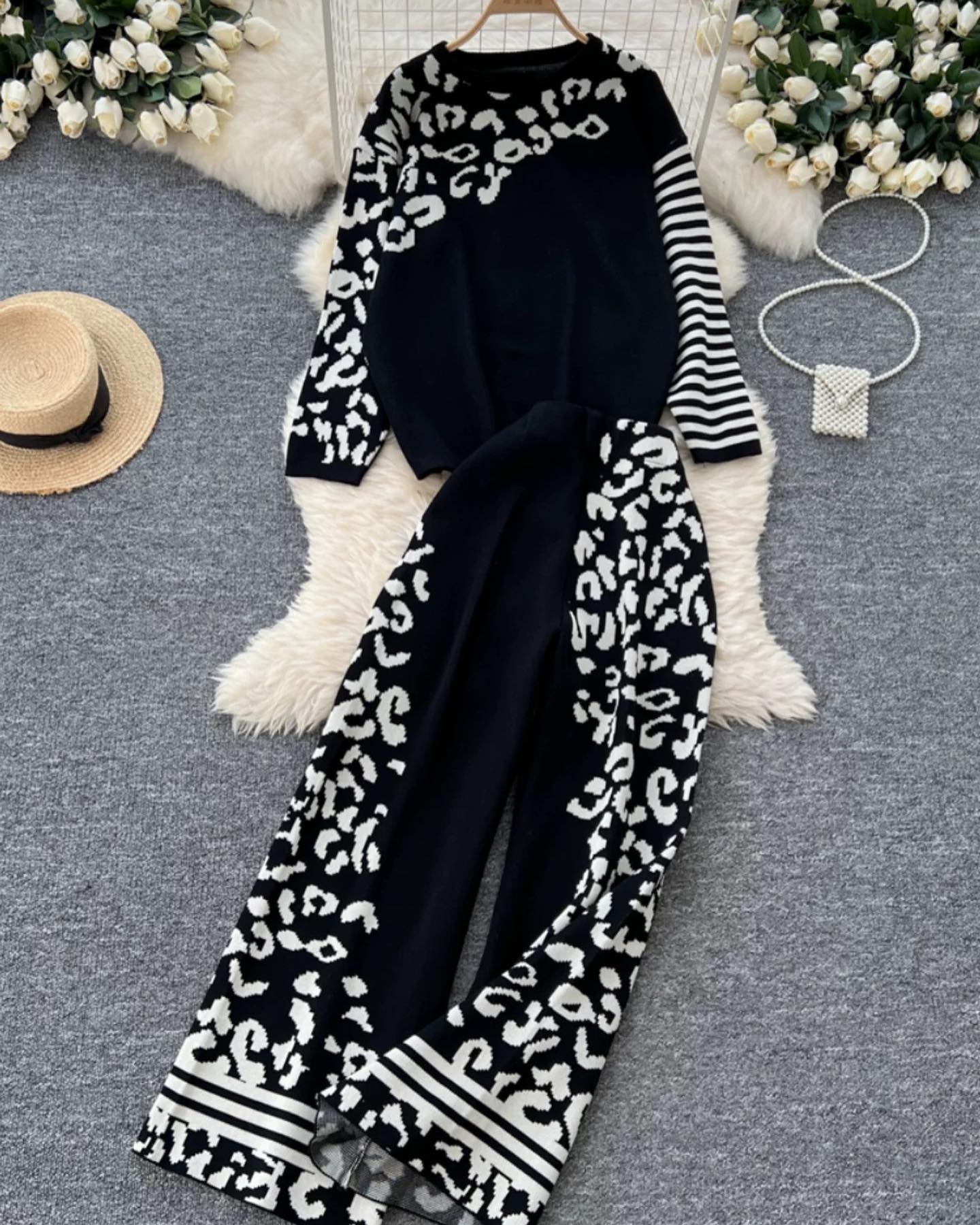 CH-496 Saimwear Printed Winter Fleece Co ord set