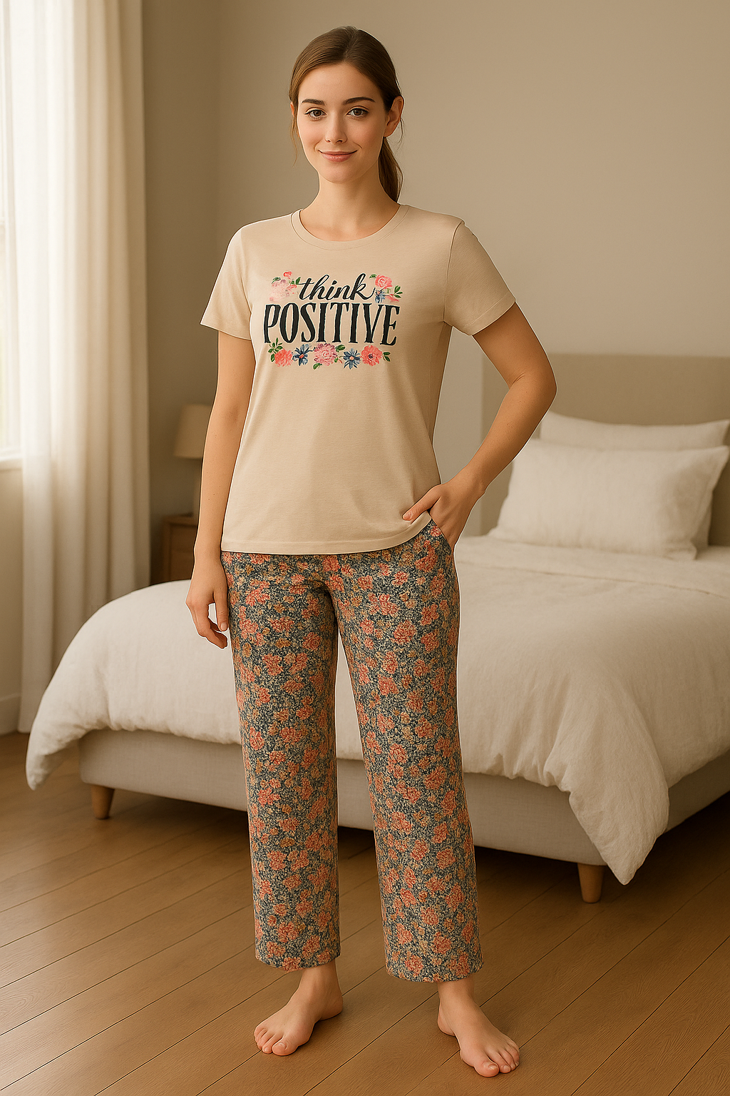 CH 568 - 2Pcs Printed Night Wear Co-Ord Set | SAIMWEAR