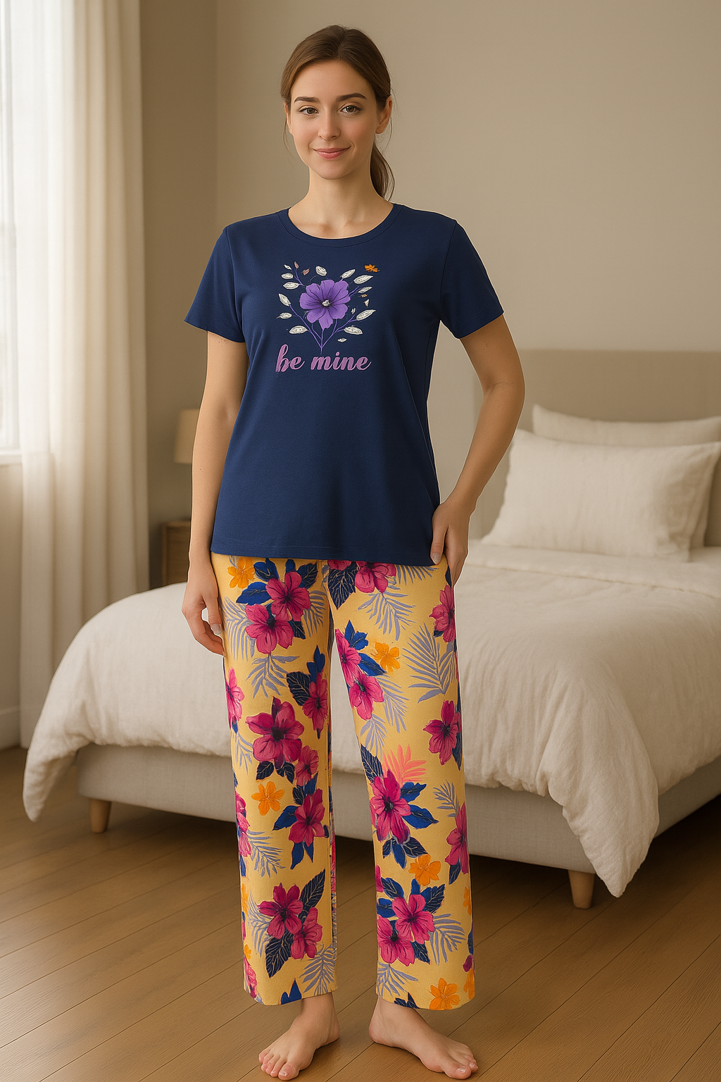 CH 568 - 2Pcs Printed Night Wear Co-Ord Set | SAIMWEAR