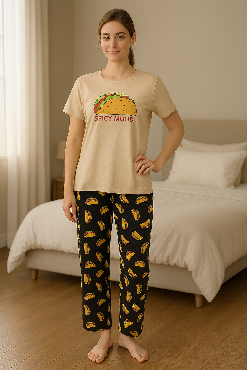 CH 568 - 2Pcs Printed Night Wear Co-Ord Set | SAIMWEAR