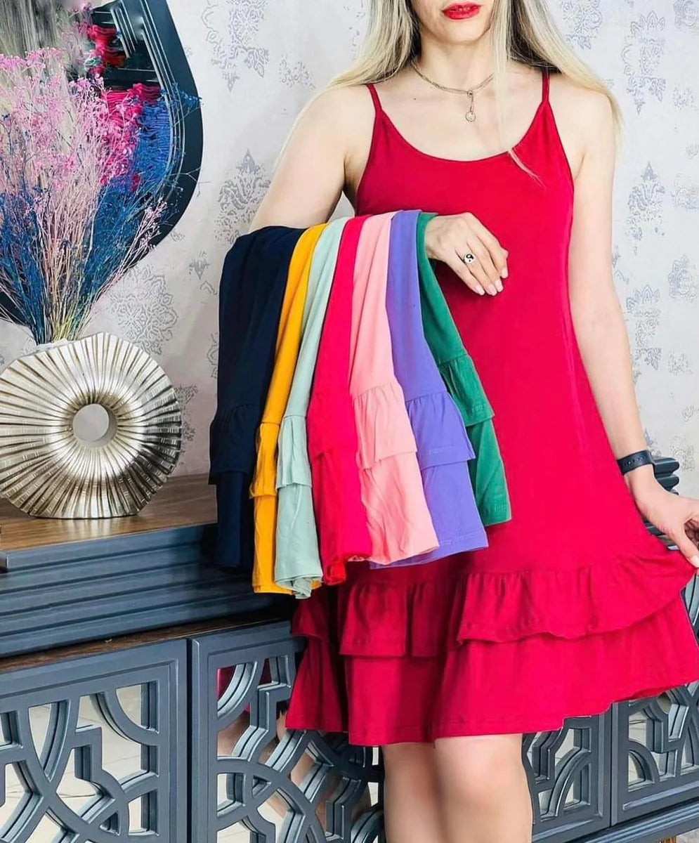 Ch # 347 Fluttering Frills Summer Top Breathable Cotton Jersey Casual Wear - saimwear