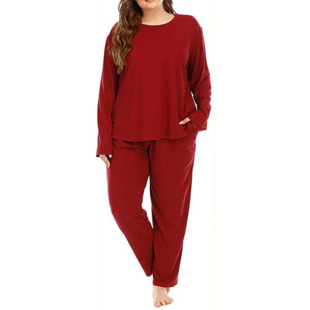 Long Sleeves Plus Size Pajama Set Ch # 65 - saimwear