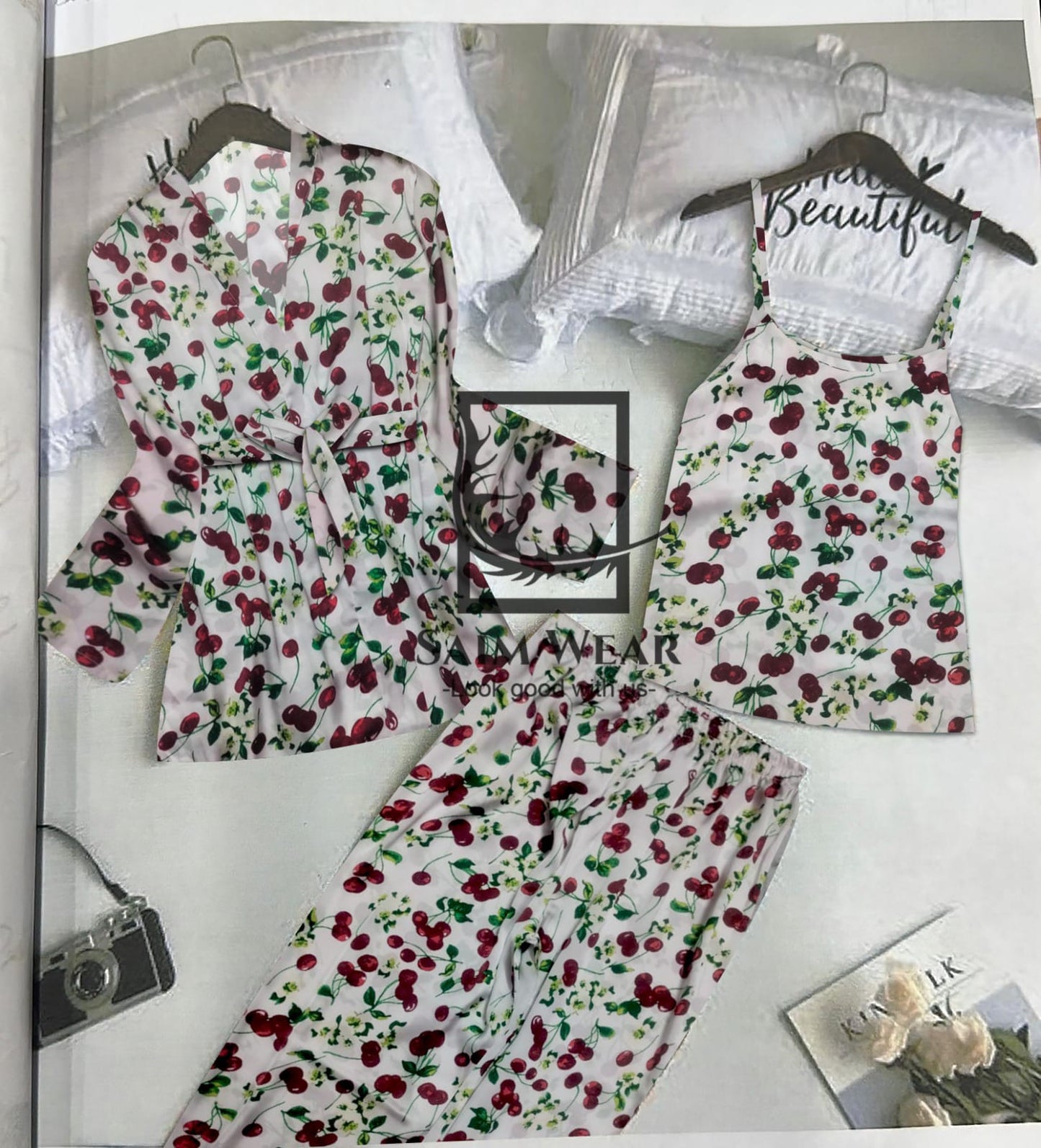 Saimwear 3 Pcs Printed Night Wear Set P57