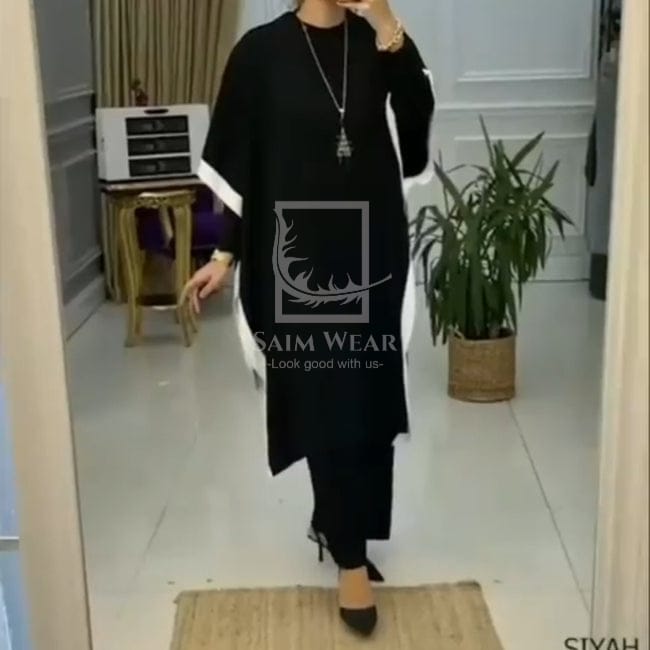 Saimwear 3 Piece Big Size Women's Set Bat Wing Sleeve Top + High Neck + Fleece Trouser Triple Suit CH 386