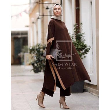 Saimwear 3 Piece Big Size Women's Set Bat Wing Sleeve Top + High Neck + Fleece Trouser Triple Suit CH 386