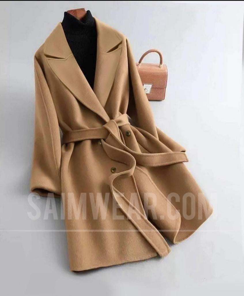 Saimwear Long Fleece Trench Coat For Women's LY 0023