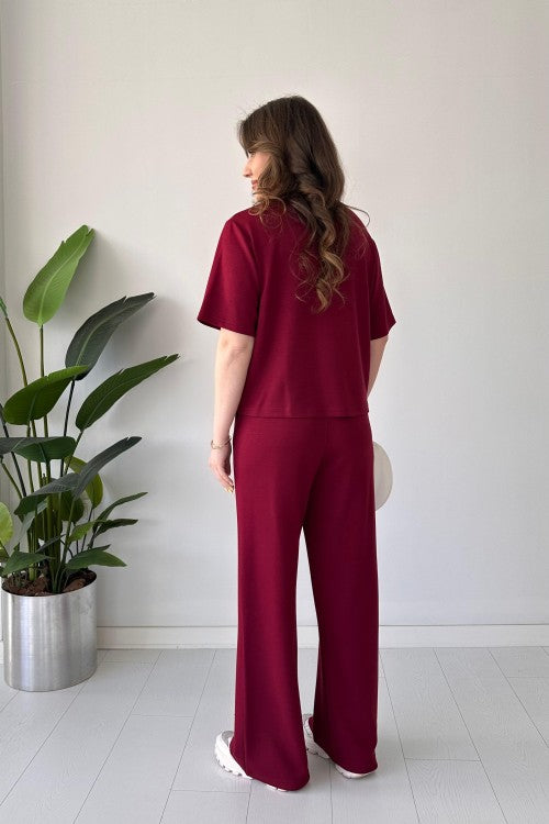 CH 556 Straight Trouser With Heart Printed Top - Saimwear