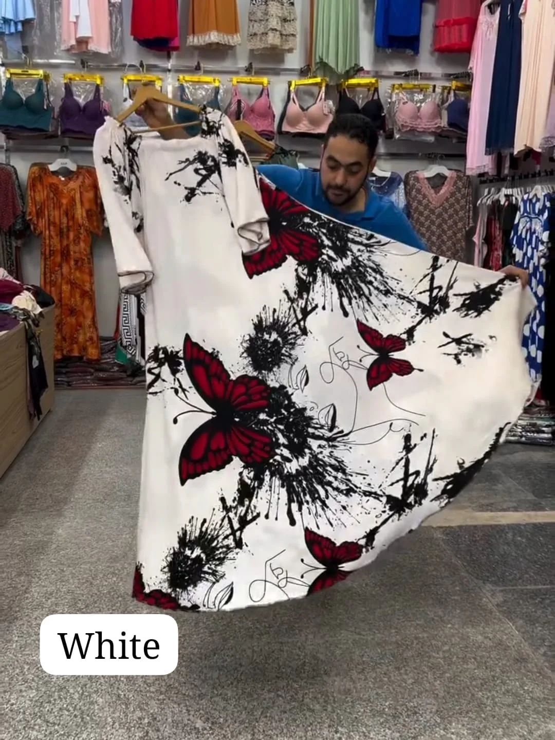 CH 554 Butterfly Printed A-Line Long Frock - Saimwear
