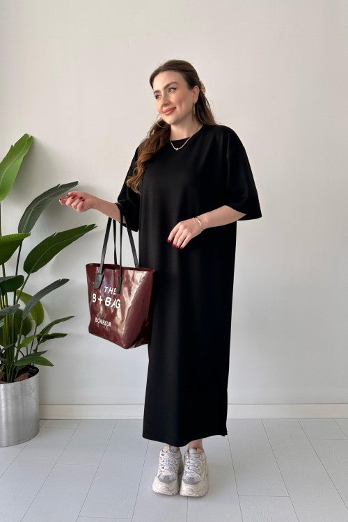 CH 547 Casual Modal Drop Shoulder Dress - Saimwear