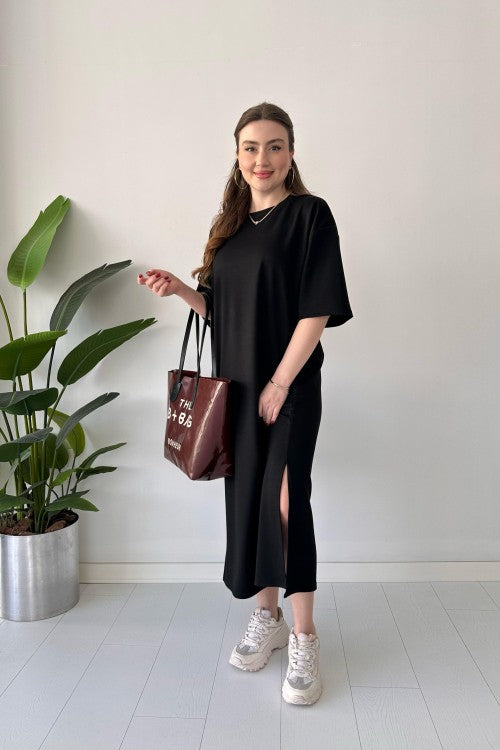 CH 547 Casual Modal Drop Shoulder Dress - Saimwear