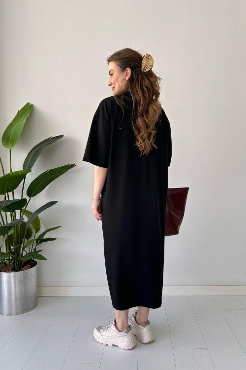 CH 547 Casual Modal Drop Shoulder Dress - Saimwear