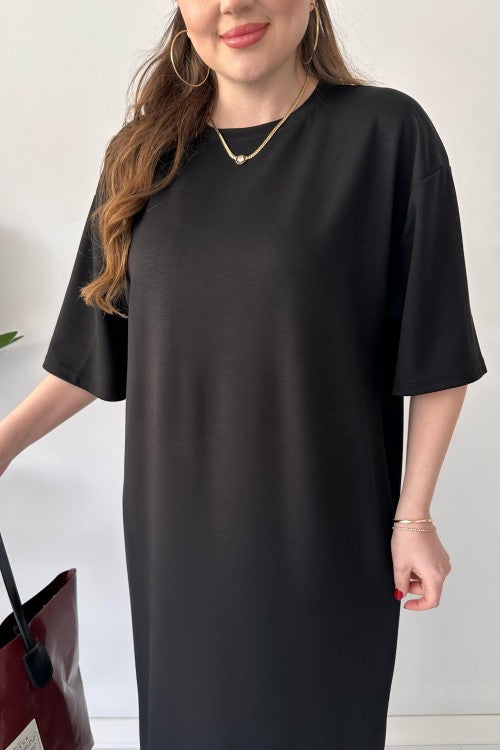 CH 547 Casual Modal Drop Shoulder Dress - Saimwear