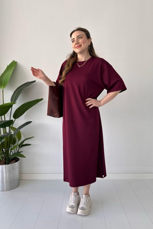 CH 547 Casual Modal Drop Shoulder Dress - Saimwear