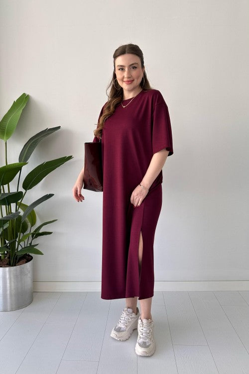 CH 547 Casual Modal Drop Shoulder Dress - Saimwear
