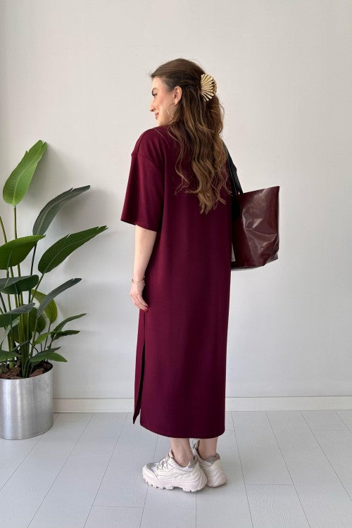 CH 547 Casual Modal Drop Shoulder Dress - Saimwear