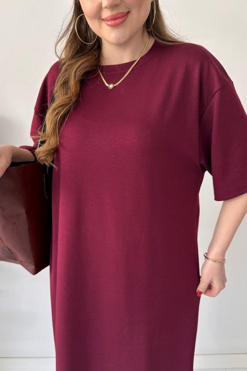 CH 547 Casual Modal Drop Shoulder Dress - Saimwear