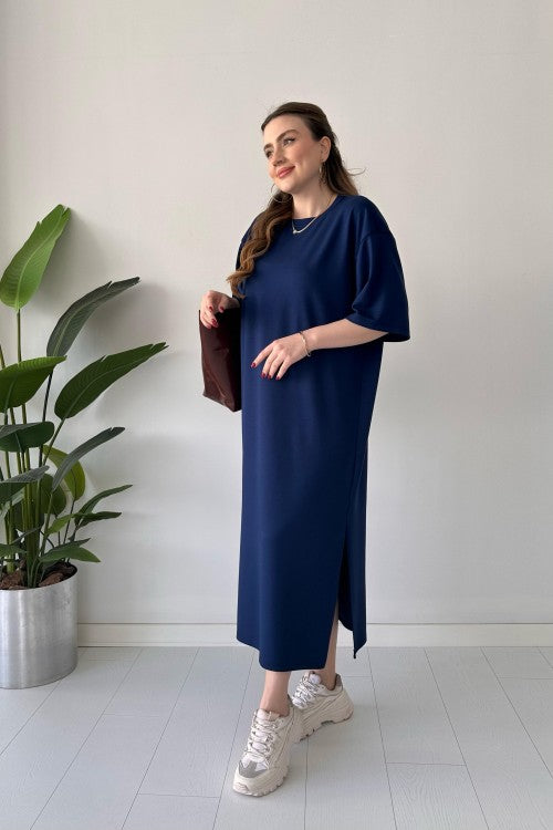CH 547 Casual Modal Drop Shoulder Dress - Saimwear