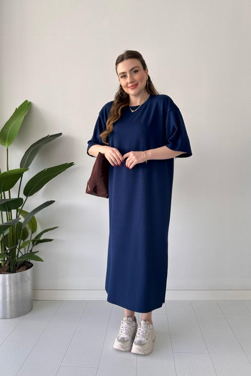 CH 547 Casual Modal Drop Shoulder Dress - Saimwear