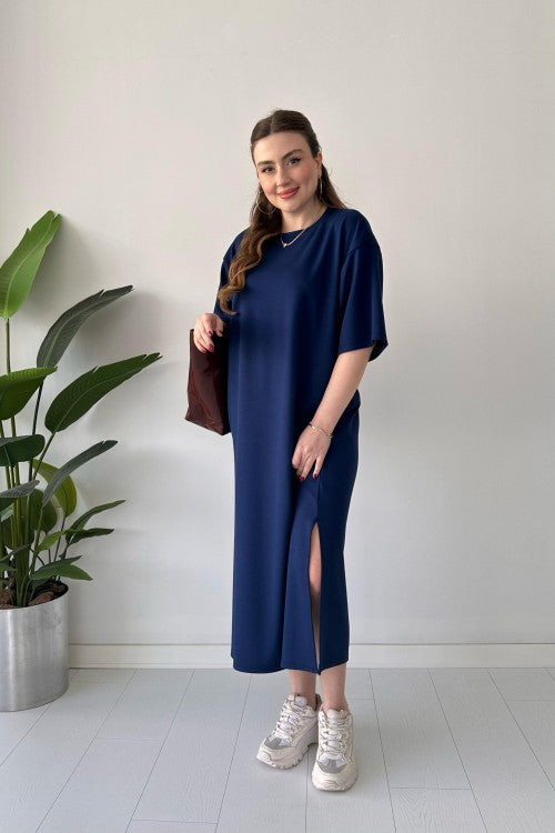 CH 547 Casual Modal Drop Shoulder Dress - Saimwear