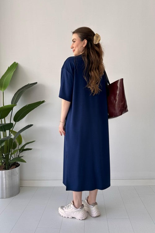 CH 547 Casual Modal Drop Shoulder Dress - Saimwear