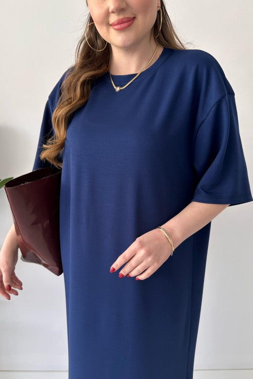 CH 547 Casual Modal Drop Shoulder Dress - Saimwear