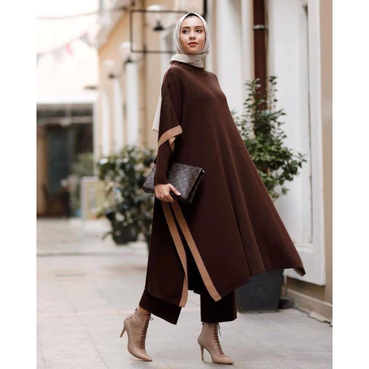 Saimwear 3 Piece Big Size Women's Set Bat Wing Sleeve Top + High Neck + Fleece Trouser Triple Suit CH 386