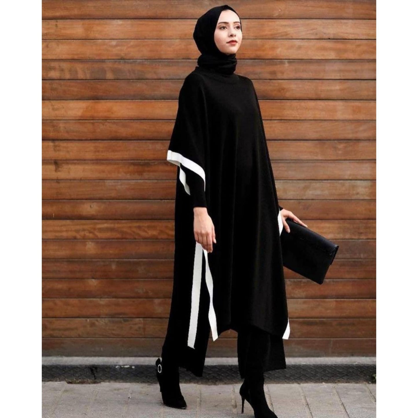 Saimwear 3 Piece Big Size Women's Set Bat Wing Sleeve Top + High Neck + Fleece Trouser Triple Suit CH 386