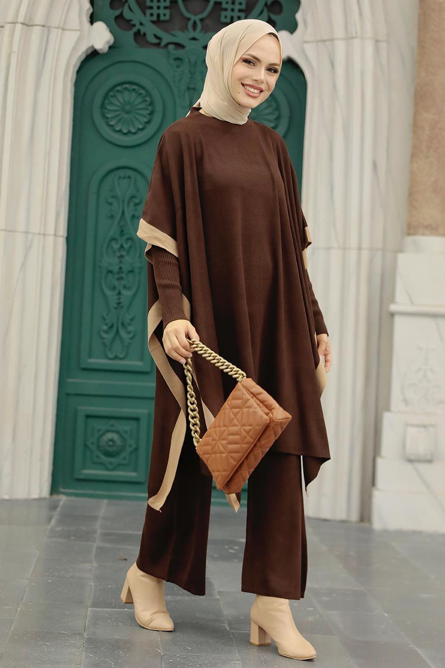 Saimwear 3 Piece Big Size Women's Set Bat Wing Sleeve Top + High Neck + Fleece Trouser Triple Suit CH 386