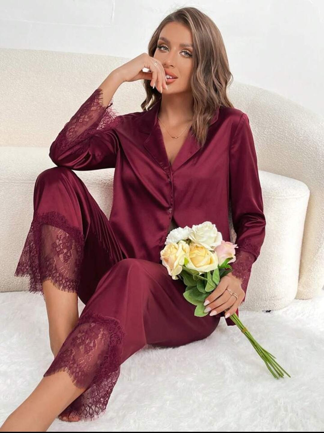Saimwear 2-Piece Silk Nighty Set – P-73