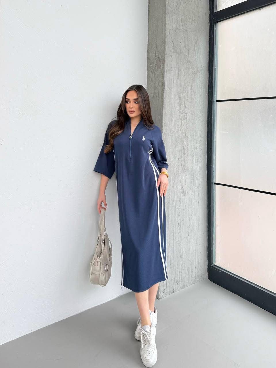CH 576 - Stripe Style Long Top Dress - Saimwear