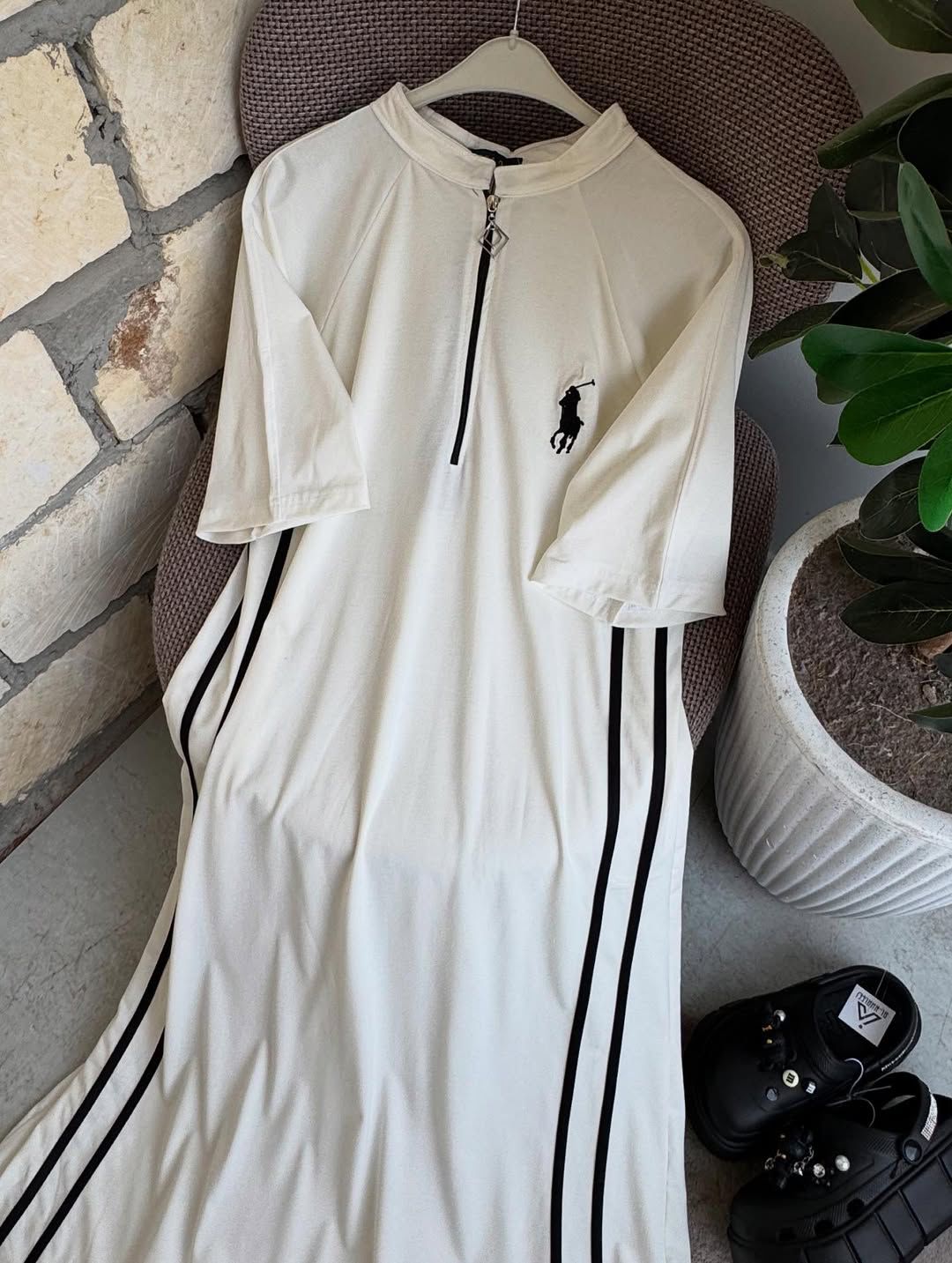 CH 576 - Stripe Style Long Top Dress - Saimwear