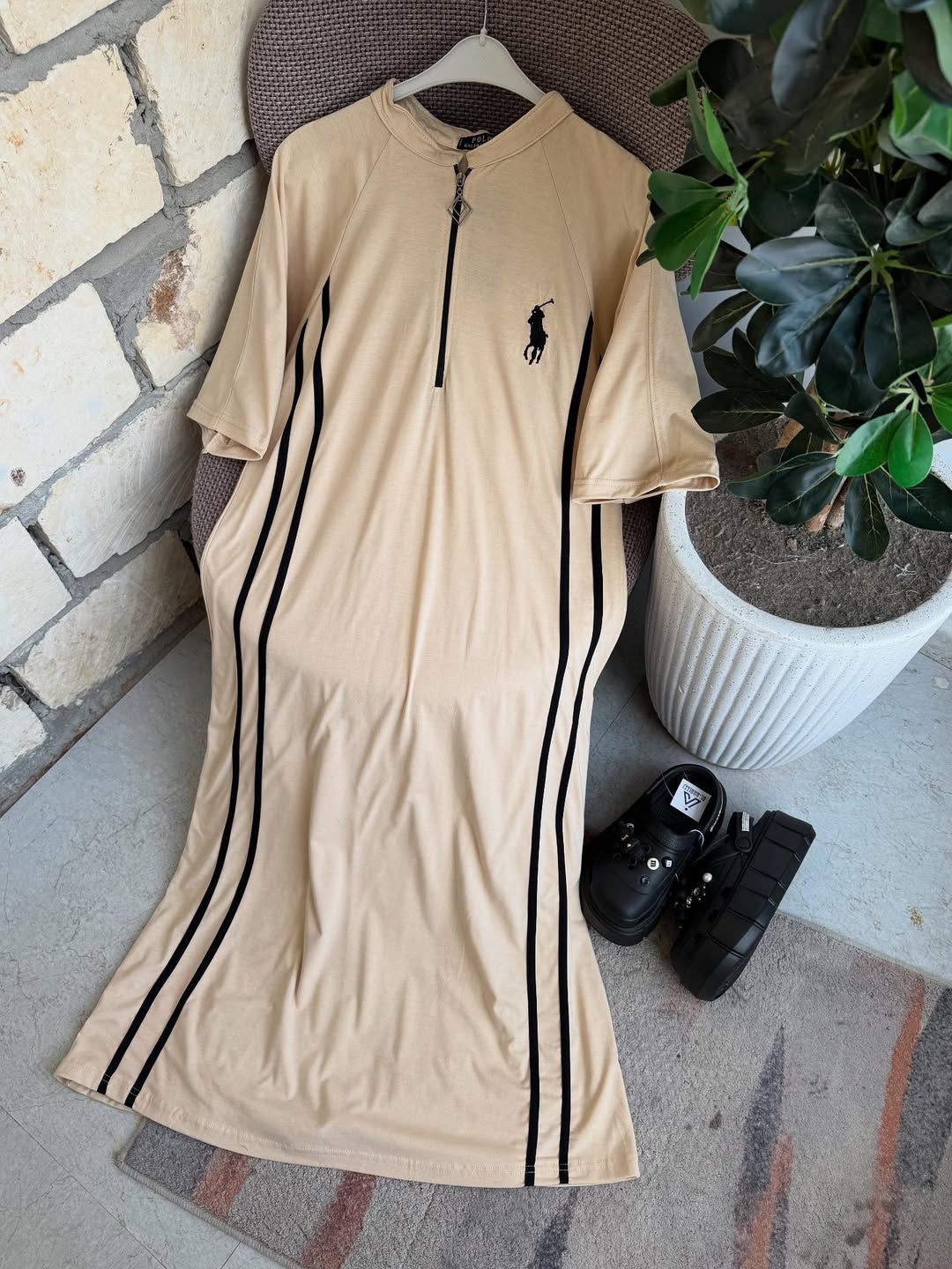 CH 576 - Stripe Style Long Top Dress - Saimwear