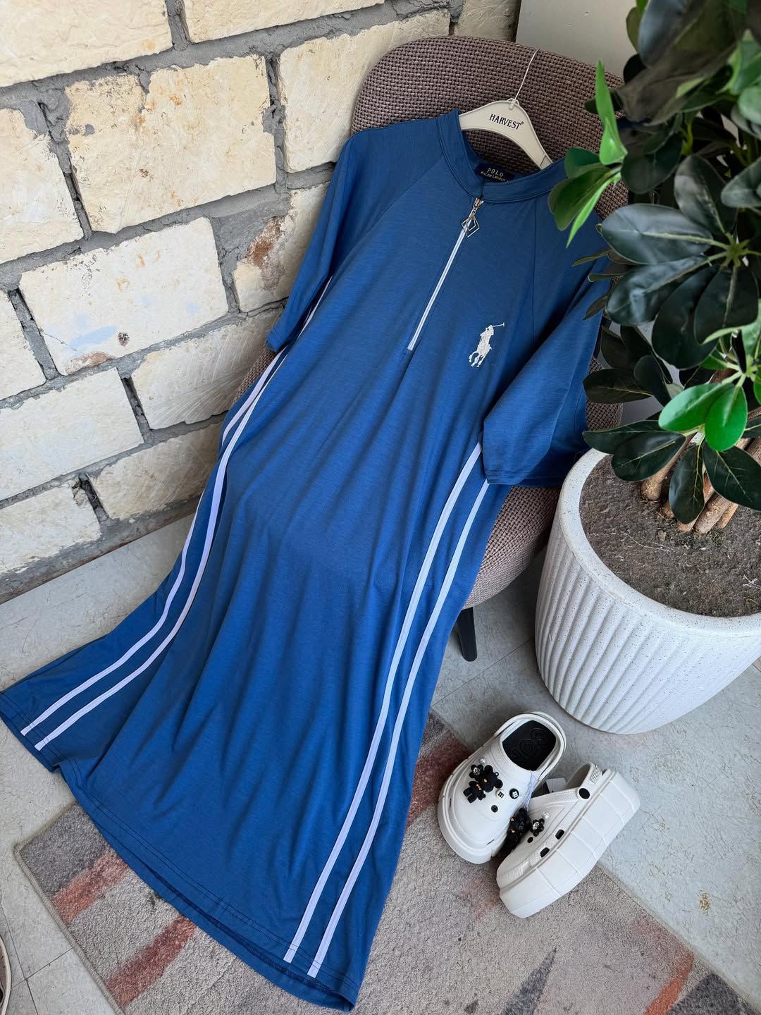 CH 576 - Stripe Style Long Top Dress - Saimwear