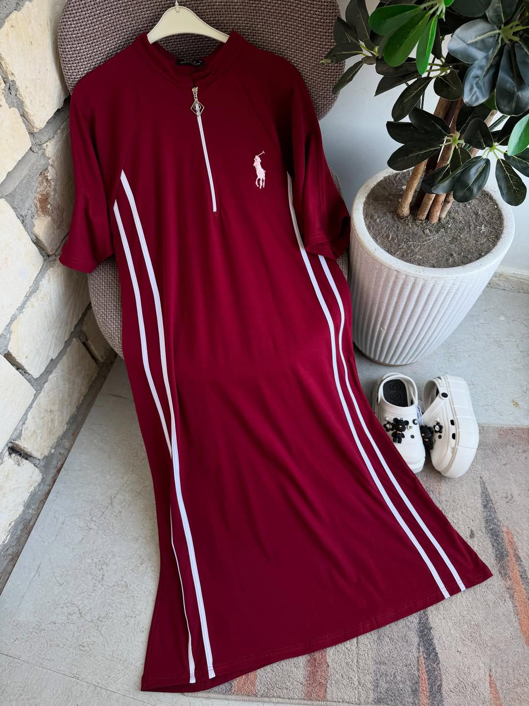 CH 576 - Stripe Style Long Top Dress - Saimwear