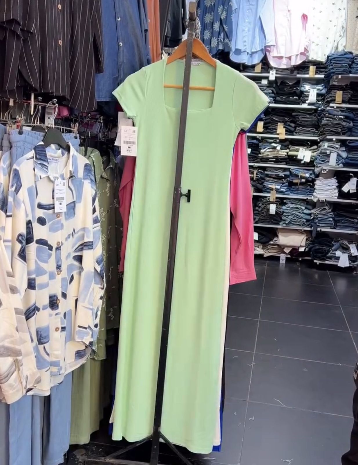 CH -571 Square Neck Style Soft Dress - Saimwear