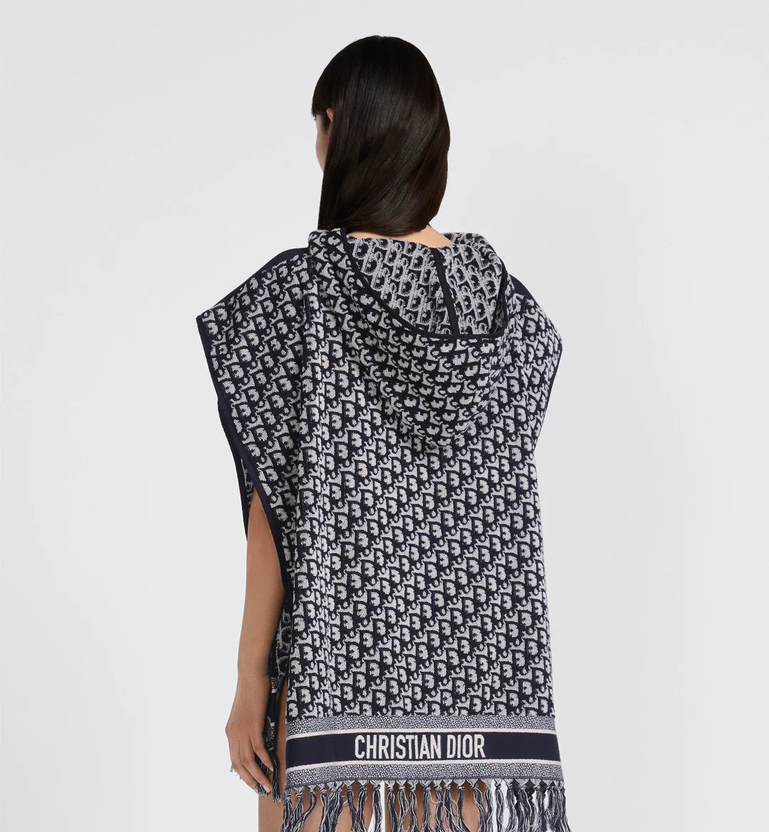 CH 530 Printed poncho style hooded fleece cape shawl - SAIMWEAR