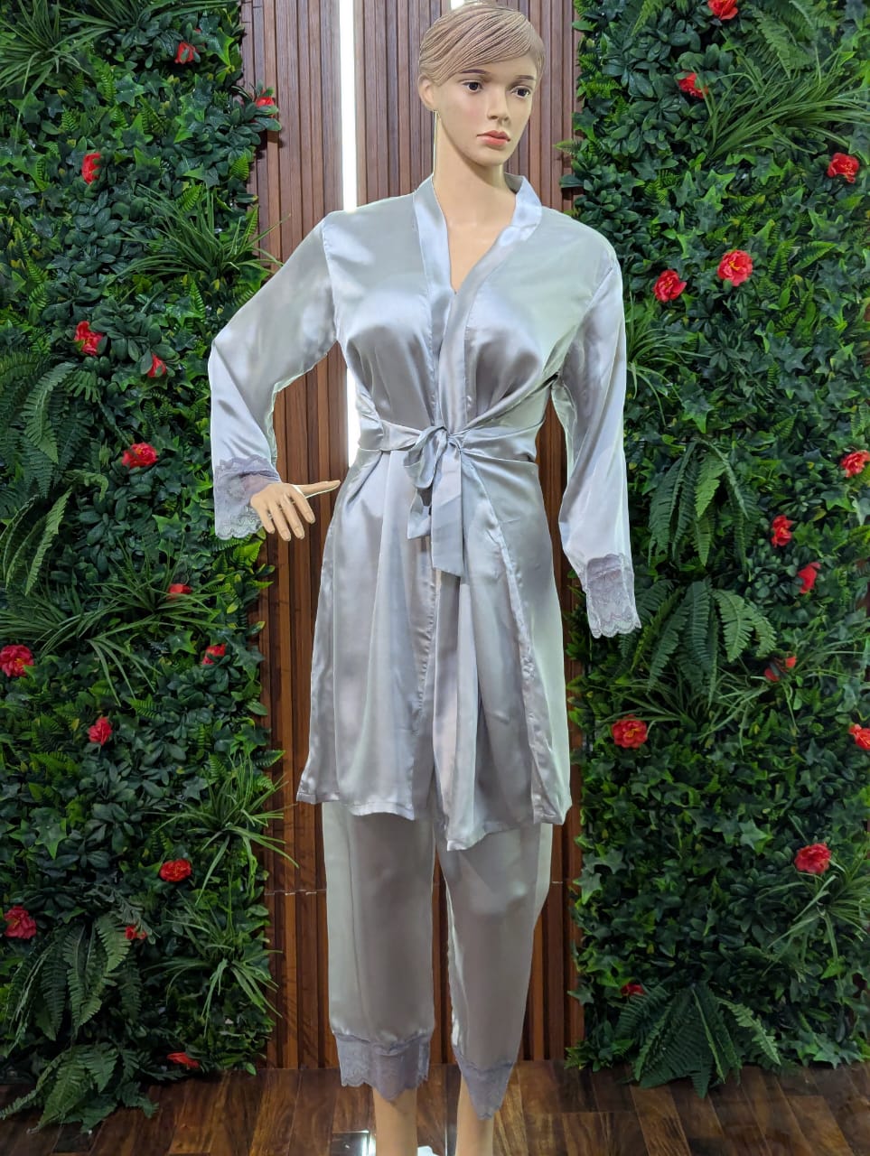 P71 Saimwear Silk Robe Gown & Trouser Nightwear